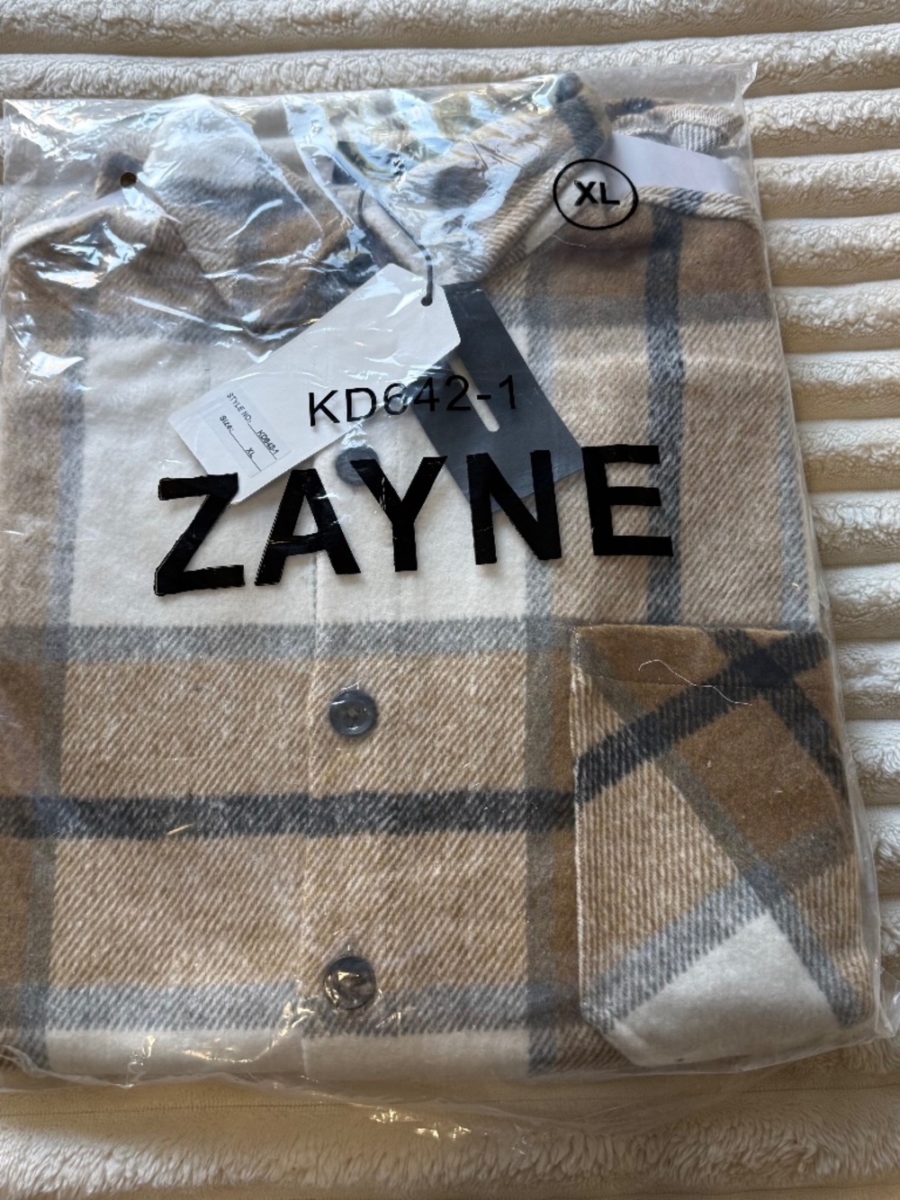 Women's XL Plaid Flannel Shirt Jacket Shacket NWT Brown Beige Oversized Fall